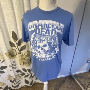 Grateful Dead Ithaca NY May 8th 1977 Skull Roses Blue T-Shirt 50/50 Size S